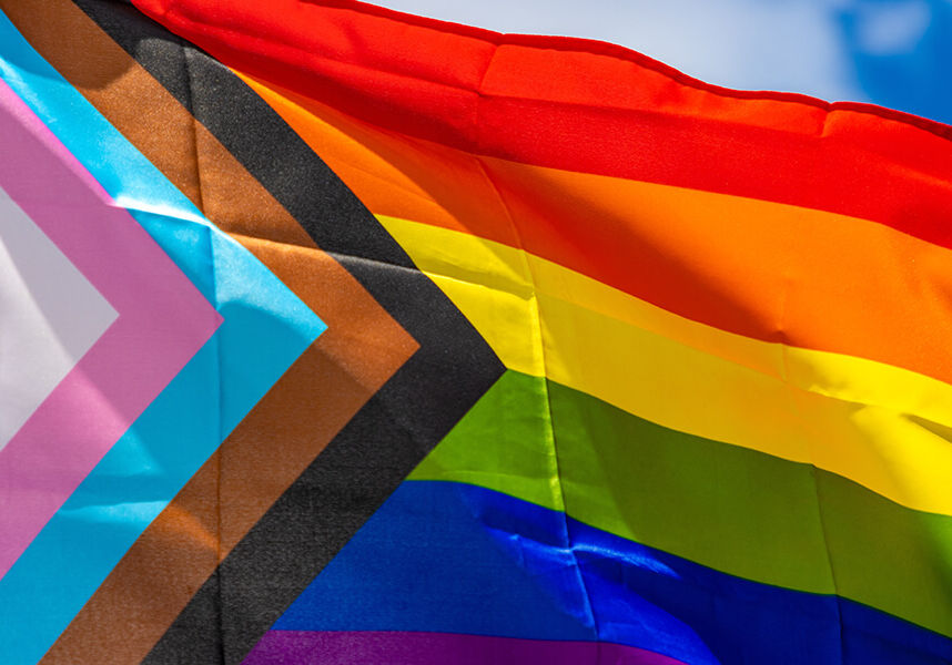 Progress pride flag flying Progress pride flag flying